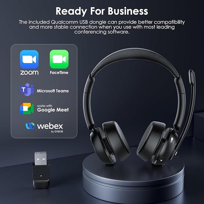 Angteela Wireless Bluetooth 5.4 Headset with Microphone, Wireless Headphones for Cell Phones/Computer/Laptop - Image 4