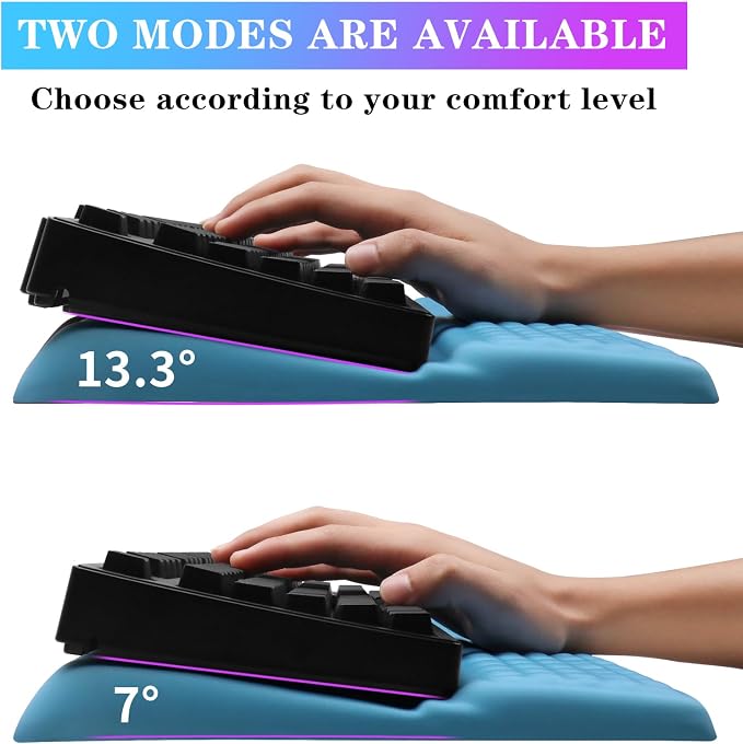 Computer Keyboard Stand with Wrist Rest, Ergonomic Tilted Keyboard Holder - Keyboard Riser with Wrist Pad - Keyboard Tray Support for Office Home - Blue - Image 2