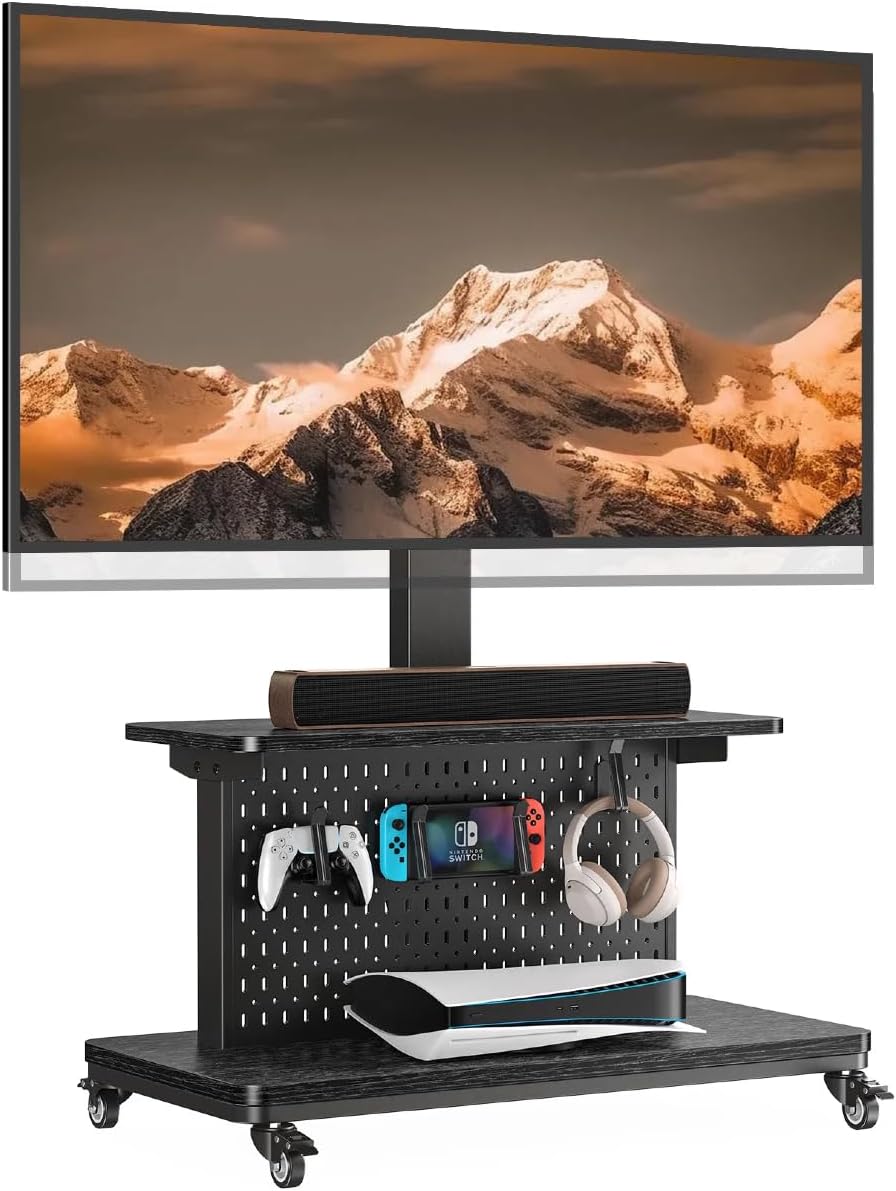 Perlegear Motorized Mobile TV Stand with Pegboard Storage for 32–80" TVs by Perlegear