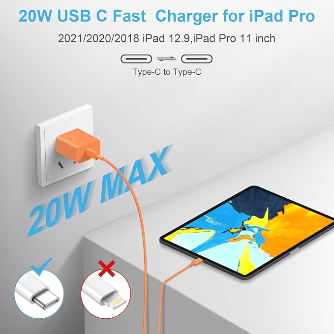 for iPhone 17 16 15 Charger Fast Charging 6FT Cable 20W USB C Block Orange | 2Pack [ETL Safety Certified] Charging Cord with Type C Cube for iPhone 17/17 Pro/17 Pro Max/16/16 Pro/16 Pro max/15 - Image 2