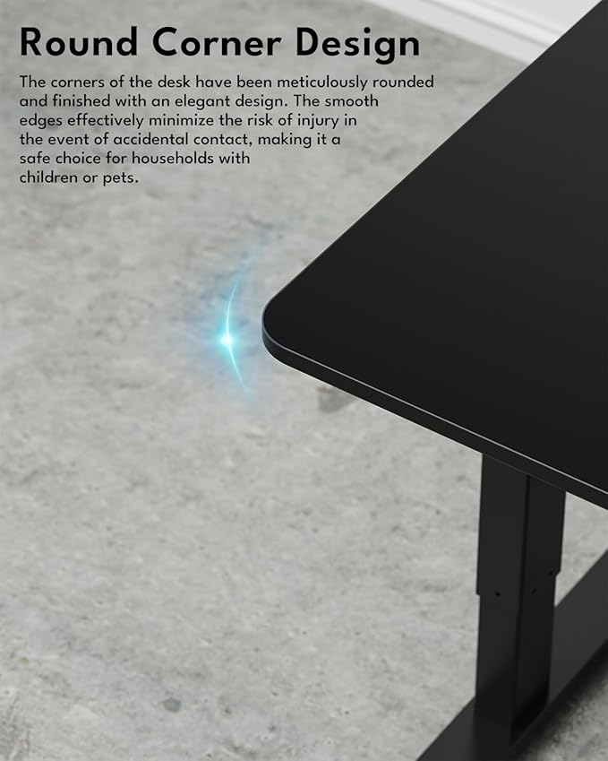 Large Electric Standing Desk, Gaming Desk, 55 x 24 Inch, Black | Height Adjustable Computer Desk with Smart Controller, Sit and Stand Up Table for Home, Office, Work, Study, Writing - Image 7