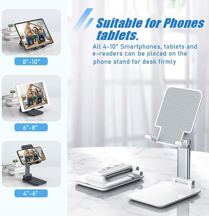 Phone Stand for Desk, Cell Phone Holder Cute Smart Cellphone Stand Foldable Stands Compatible with Under 8" Devices, Office Accessories, Sakura Pink - Image 4