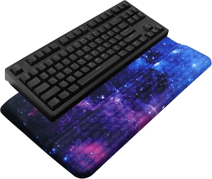 Computer Keyboard Stand with Wrist Rest, Ergonomic Tilted Keyboard Holder - Keyboard Riser with Wrist Pad - Keyboard Tray Support for Office Home - Black Starry Night by KEPUTAIER
