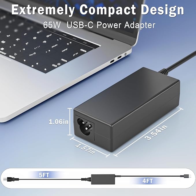 65W USB C Universal Laptop Charger | Compatible with HP Lenovo ThinkPad/Yoga Dell Asus Acer Chromebook and all USB-C devices. Fast charging power adapter - Image 4