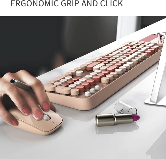 Keyboard and Mouse Sets Wireless,Reliable 2.4 GHz Connectivity for PC,Laptop,Smart TV and More (Milk Tea Color) - Image 8