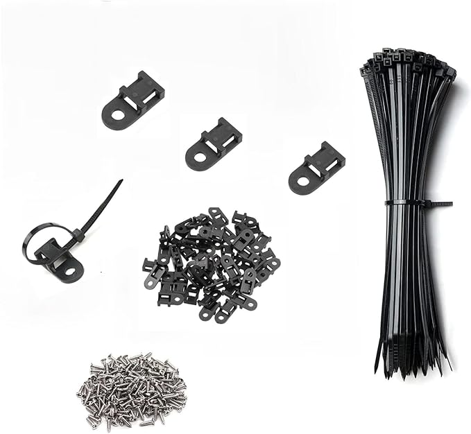 Black Cable Zip Tie Mounts Kit - 100 Pcs Saddle Type Mounts Base With 100 6" Nylon Cable Ties And 100 Tapping Screws by Unknown