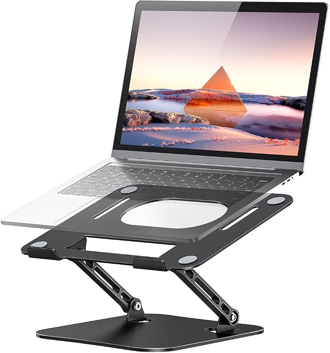JOIOT Adjustable Aluminum Laptop Stand, Ergonomic Riser for 11-16" Laptops | Free Height Adjustable，Hollow Vent for Fast Cooling, Anti-Slip Silicone Pad, Foldable Portable for Home Office Travel by JOIOT