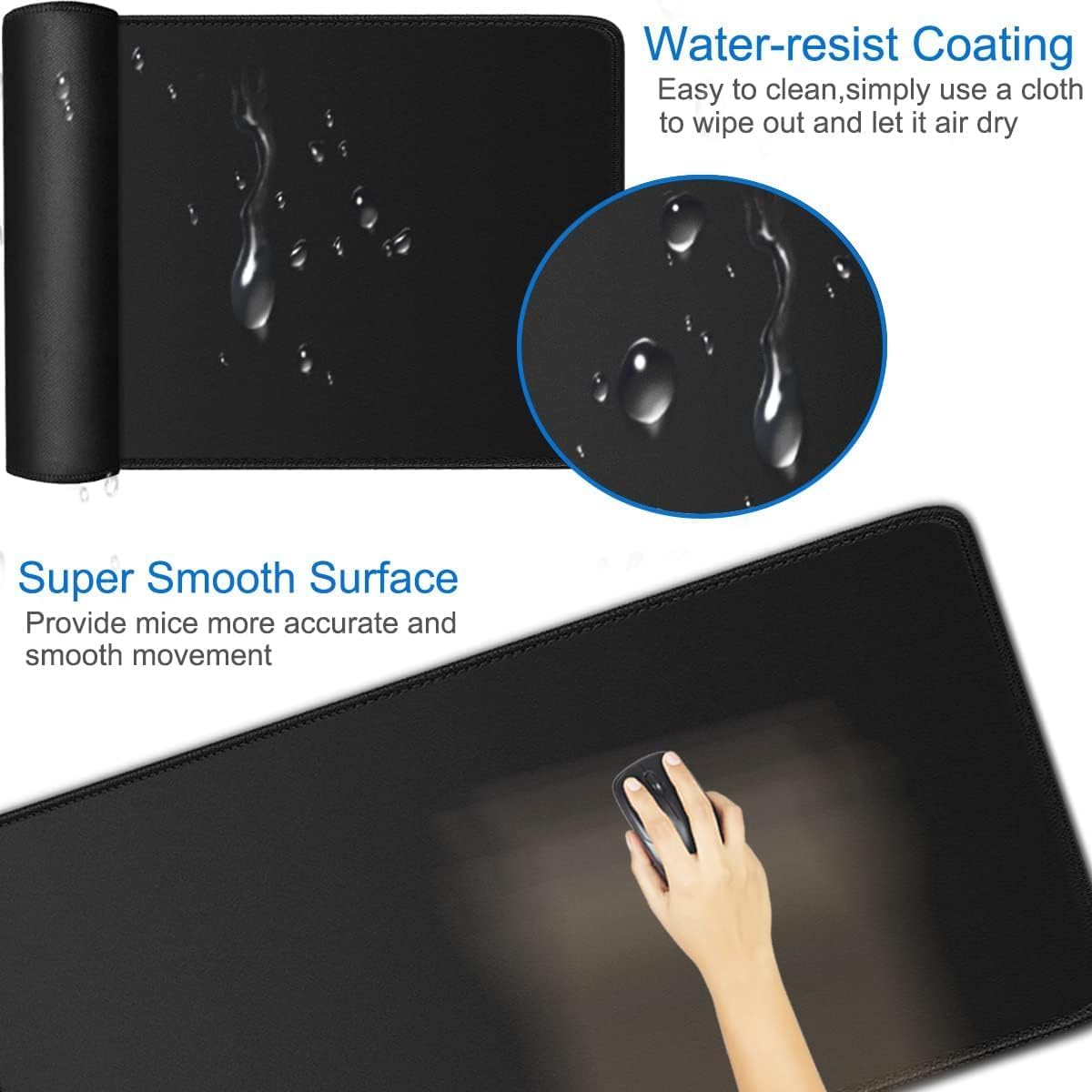 Large Extended Gaming Mouse Pad, Water Resist Non-Slip Mousepad Rubber Base - Image 3