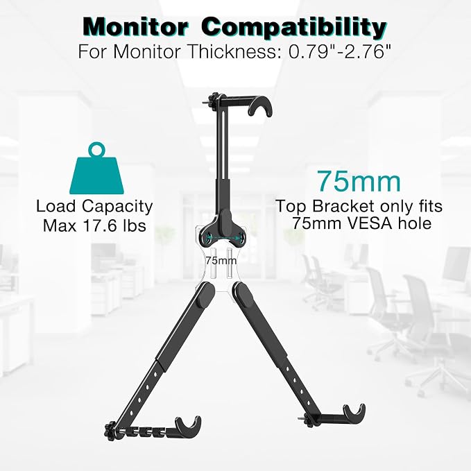 MOUNT PRO VESA Mount Adapter, Universal Non-VESA Monitor Mount Adapter | For 19 to 32 inch Screens, Vesa Bracket 75x75mm/100x100mm, Hold up to Max 17.6lbs - Image 3
