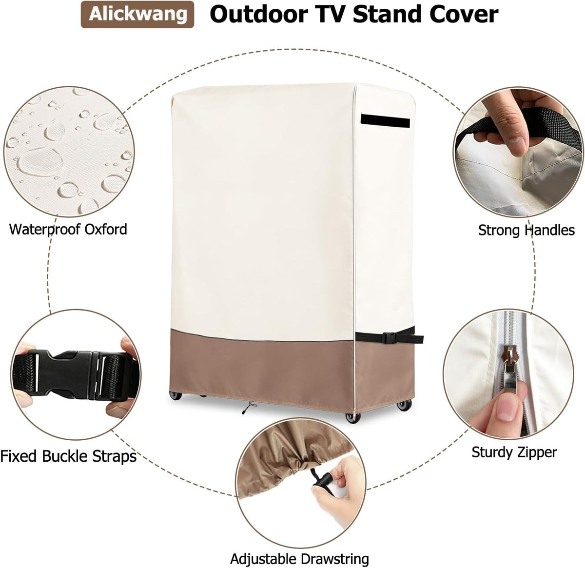 Weatherproof 60-65Inch Outdoor TV Stand Cover for Rolling/Mobile Stand - Image 3