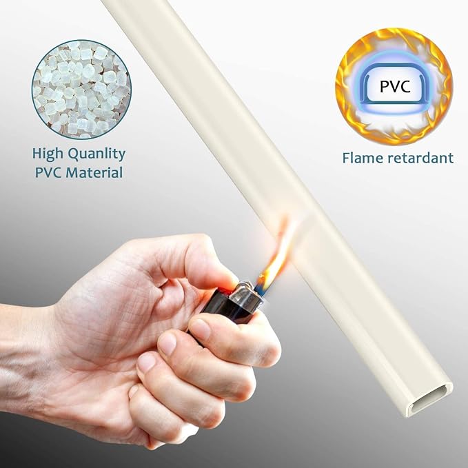 ZhiYo Cable Hider Raceway Kit, Wire Hiders for TV on Wall, Paintable Cord Cover Channel, Cord Hider for Wall Mounted TV in Home Office, W0.95in X H0.47in, Beige - Image 4