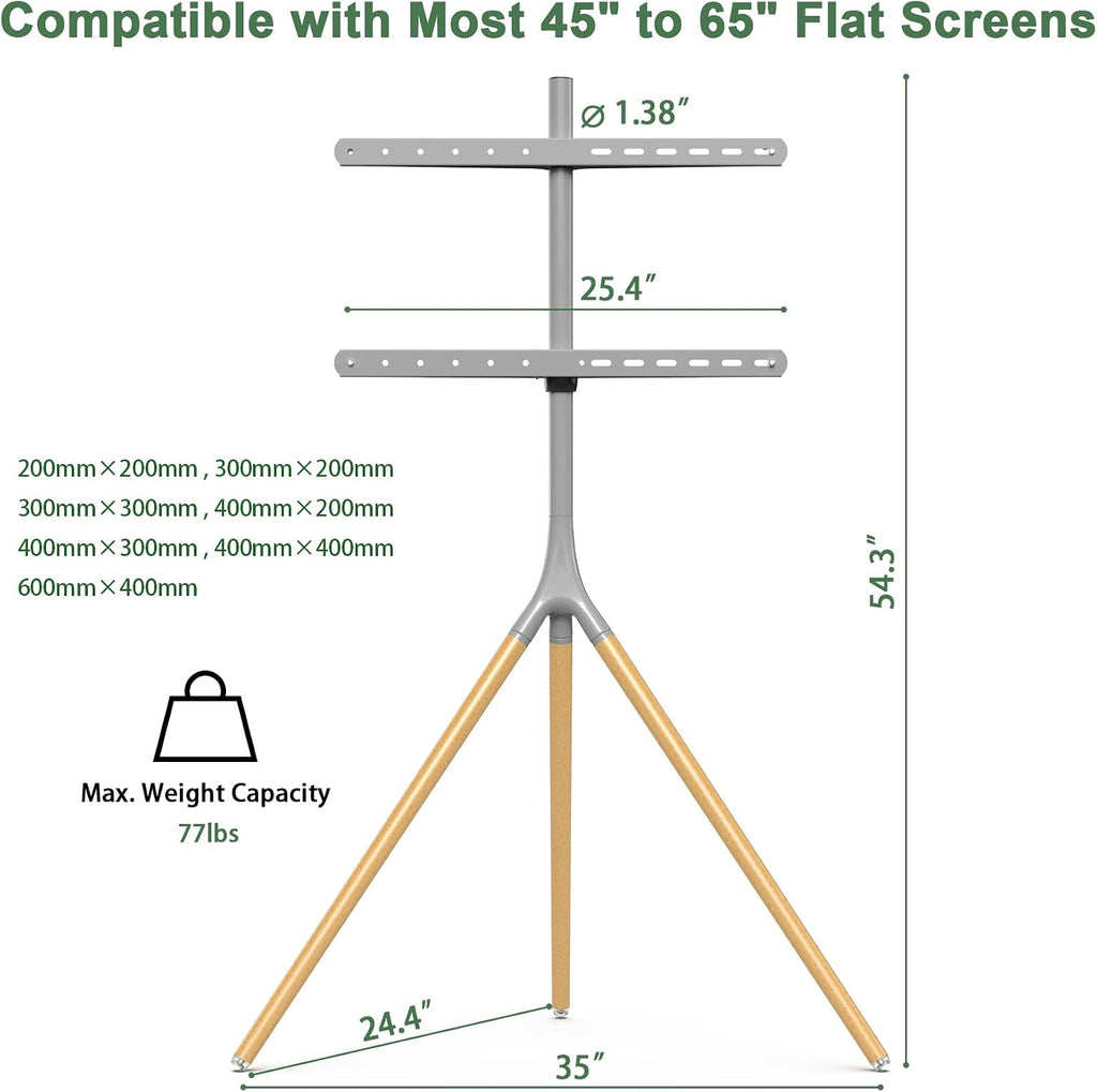 Gray TV Easel Stand with Tripod Base for 45-65 inch Screens - Image 2