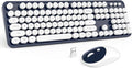 MOFII Wireless Keyboard and Mouse Combo, Dark Blue 2.4G Full Size Keyboard, Round Key Typewriter Keyboards and Cute Mice with 2 in 1 USB Dongle, for PC Laptop Chromebook Smart TV by MOFII