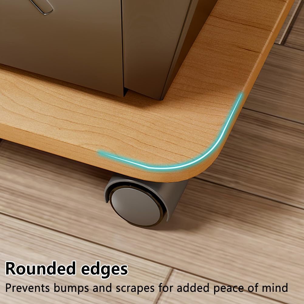 Mobile CPU Holder with 4 Caster Wheels, Universal Floor Standing Computer Tower Stand for Under Desk & Floor, Available Size PC Cart for Desktop Cases (Walnut, 13.8*11.8in) - Image 6