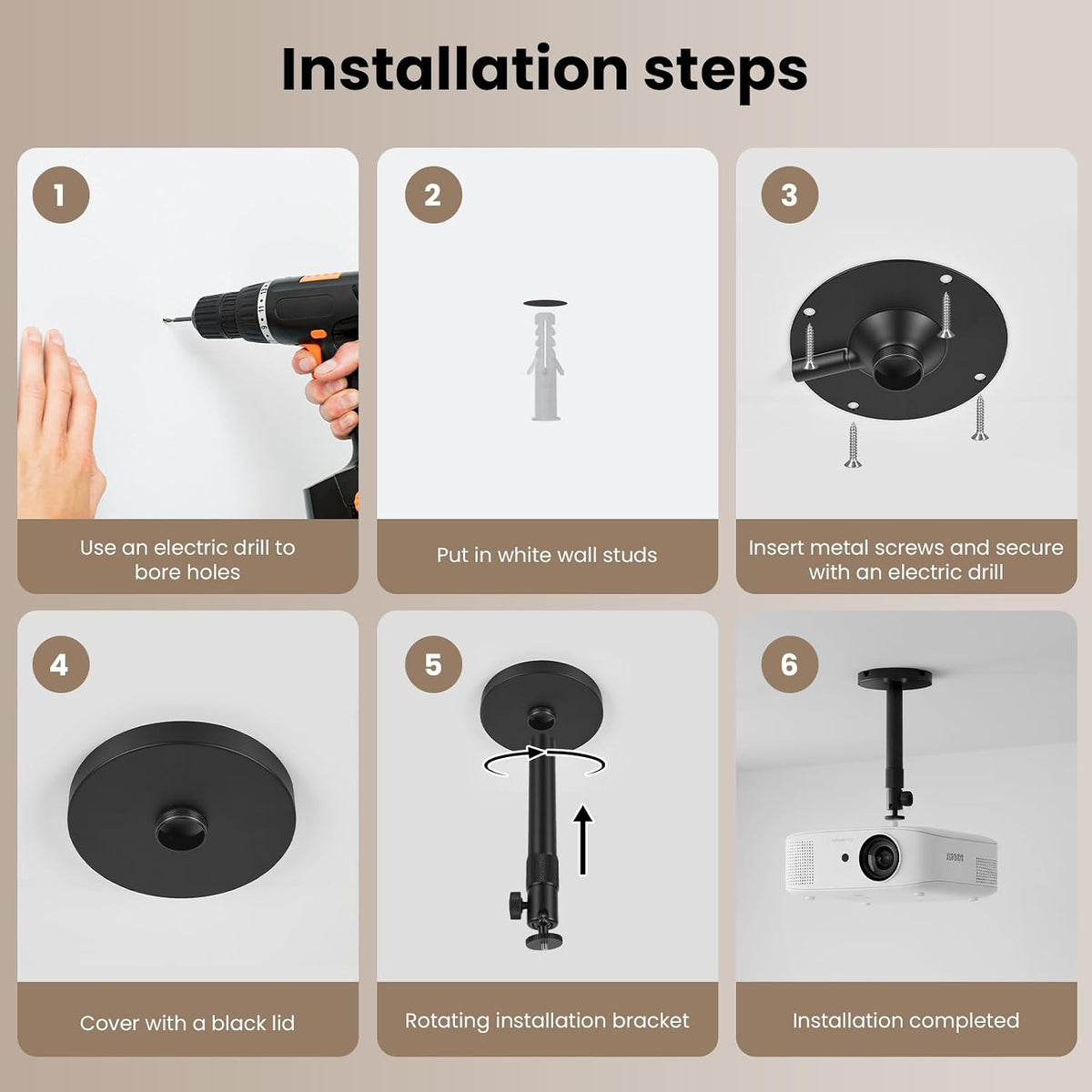 Mini Projector Ceiling Mount Holds up to 5.5 lb，Black - Image 4