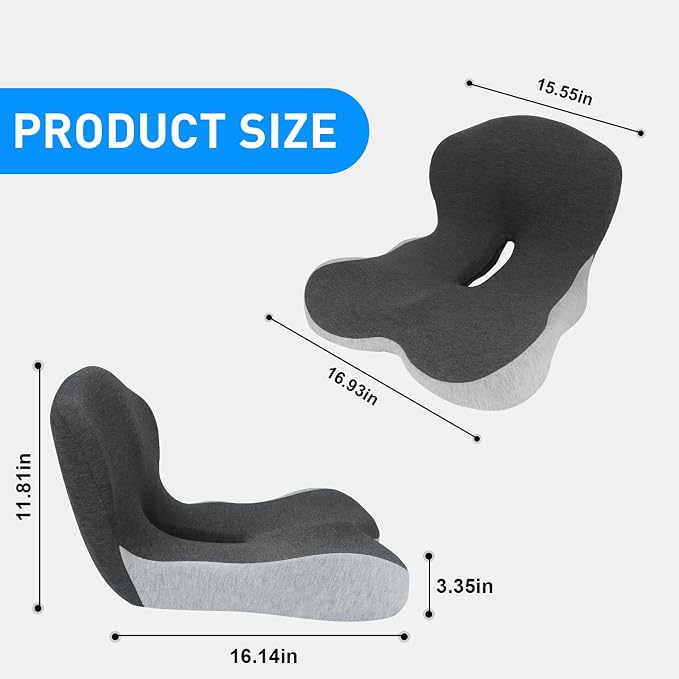 Denchy Memory Foam Car Seat Cushion with Back Support, Truck Driver Cushion | Seat Cushion with Lumbar Support Pillow for Long Driving, Orthopedic Butt Sitting Pad for Office Chair Pain Relief - Image 7