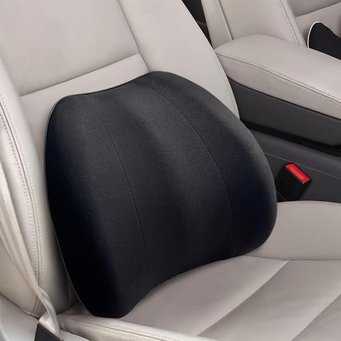 Really Plush Lumbar Support Pillow for Car Seat, Lower Back Support Pillow | 100% Memory Foam Lumbar Pillow - Breathable Removable Cover & Ergonomic Design, Back Pillow for Back Pain Relief(Black, 1PC) by SPRFUFLY