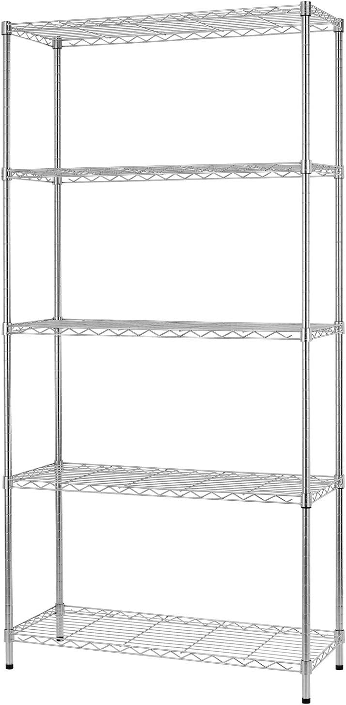 BestOffice | 5-Tier Wire Shelf | 36" x 14" x 72" | Chrome by BestOffice