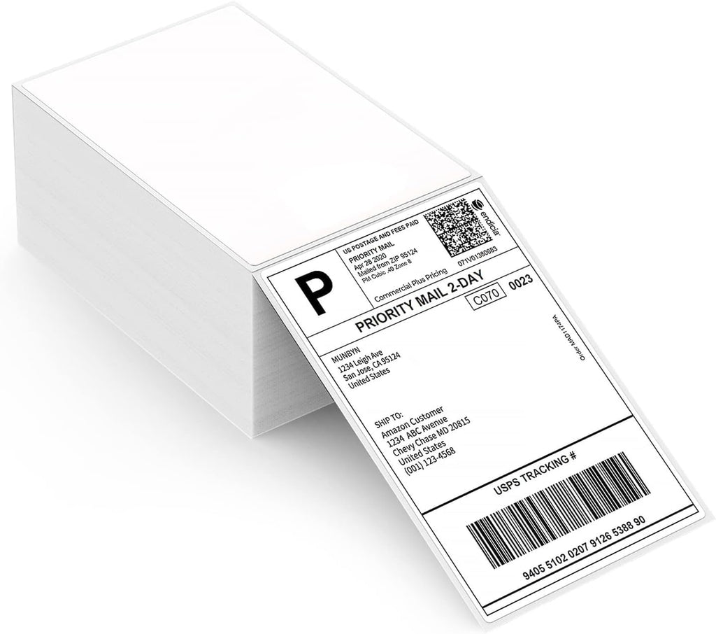 MUNBYN Thermal Direct Shipping Label (Pack of 500 4x6 Per Fanfold Labels) - Commercial Grade by MUNBYN