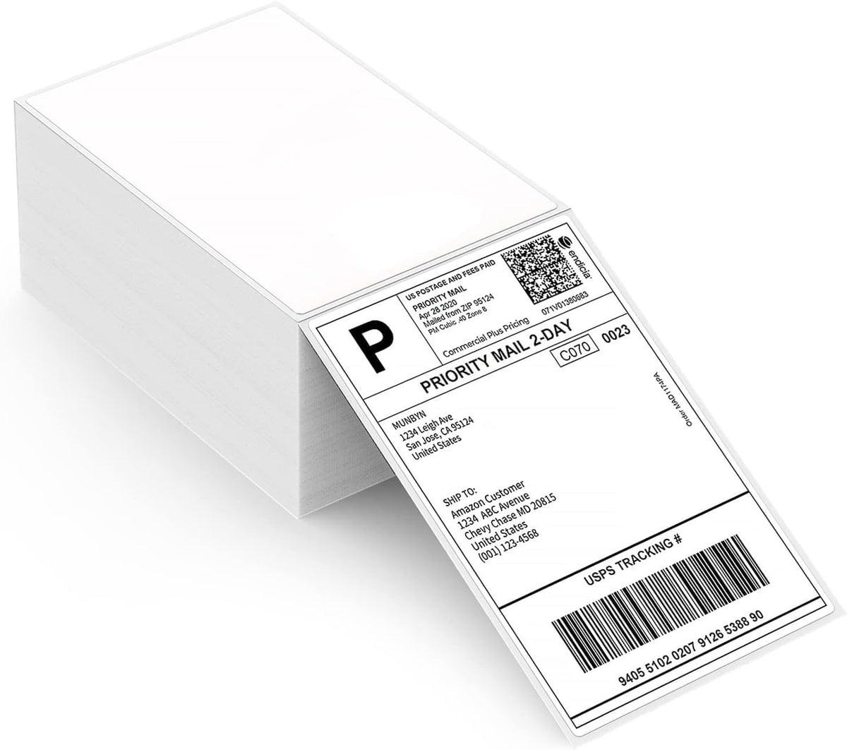 MUNBYN Thermal Direct Shipping Label (Pack of 500 4x6 Per Fanfold Labels) - Commercial Grade by MUNBYN