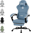 Gaming Chair with Massage,Ergonomic PC Gaming Chair Computer Chairs with Footrest Comfortable Headrest and Lumbar Support, High Back BLUENWHITE by NIONIK