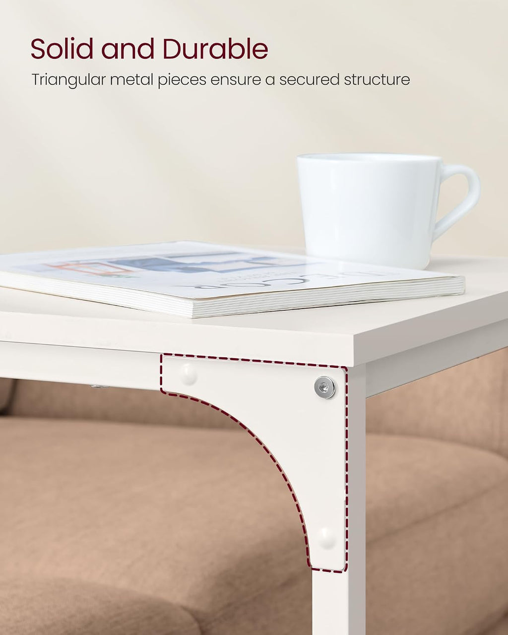 VASAGLE C-Shaped End Table, Couch Side Table for Sofa with Metal Frame - Image 5