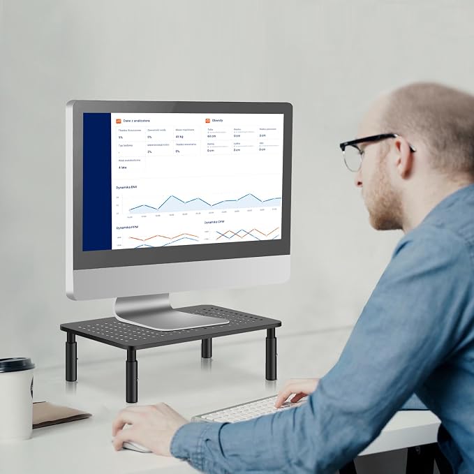 Monitor Stand Riser, Metal Computer Stand, 3 Height Adjustable Screen Riser with Mesh Platform for PS4, Laptop, Printer, Notebook and All Flat Screen, Holds Up to 20KG | 3 Height Adjustable Desk Riser for PS4, Laptop, Printer, Notebook and All Flat Screen - Image 6