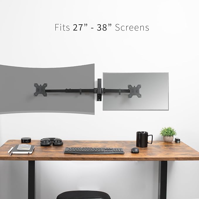 VIVO Premium Dual Ultra Wide LCD LED 27 to 38 inch Monitor Wall Mount, Heavy Duty, Telescoping Arms, Flush Wall Setup, Fits 2 Screens, Black, MOUNT-TS38B - Image 8