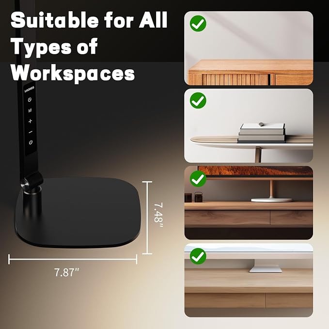 LED Desk Lamp for Home Office, Soft Edge-lit Design - Modern Style | Eye-Caring Diffused Light, Professional Computer Light for Reading, Crafts & Zoom, Dimmable with 30 Modes, Memory & Timer - Image 8