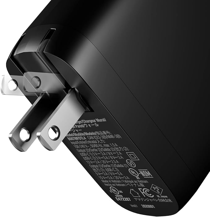 Amazon Basics 68W Two-Port GaN Wall Charger with 2 USB-C Ports (60W, 18W) with PD for Laptops, Tablets & Phones (iPhone 16/15/14/13/12/11/X, iPad, MacPro, Samsung, More), Non-PPS, Black - Image 3