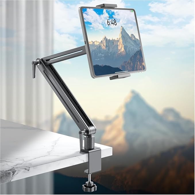 Jakeko 15.6" Portable Monitor Stand Tablet Arm Mount Holder Built-in Wrench | Tool-Free Hand Knobs,Aluminum,60-Second Setup,Tablet iPad Ready,All-Metal Joint,Zero Wobble - Image 8