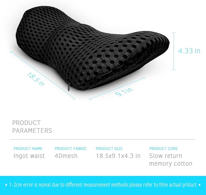 Lumbar Support Pillow for Office Chair, Memory Foam Lumbar Pillow for Lower Back Pain Relief (Black) - Image 4