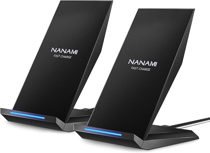Fast Wireless Charger, [2 Pack] NANAMI Wireless Charging Stand Compatible with iPhone 17/17 Air/17 Pro/17 Pro Max/16/15/14/13, Desktop Nightstand Phone Charger Dock for Galaxy S26/S26+/S25/S24/S23/S22 by NANAMI