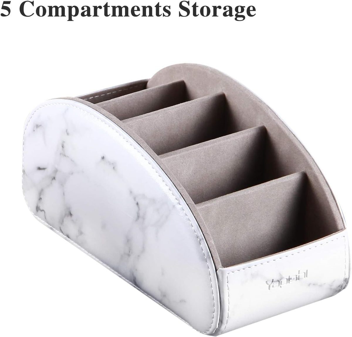 All-in-One Leather White TV Remote Holder with 5 Compartments - Image 4