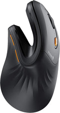 ProtoArc EM11 NL Wireless Ergonomic Vertical Mouse, Rechargeable, Black | 58° vertical design supports a natural wrist posture, connect 3 devices via Bluetooth/2.4G USB-A, 500mAh USB-C rechargeable. by ProtoArc
