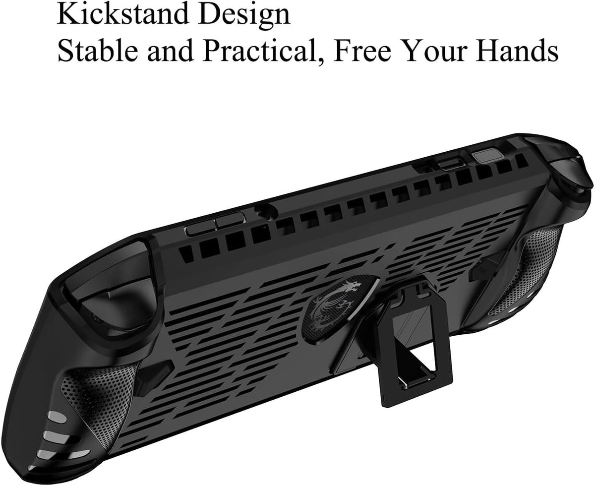 Soft TPU Protective Case with Kickstand for MSI Claw A1M 7" 2024 Handheld Game Console Skin Cover Drop-Proof Protector Slim Stand Sleeve with Non-Slip,Anti-Collision,Shockproof (Black) - Image 2