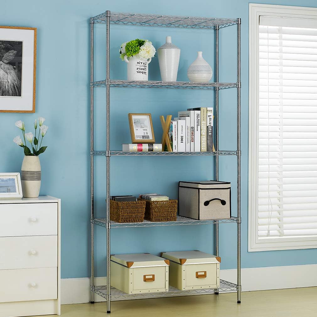 BestOffice | 5-Tier Wire Shelf | 36" x 14" x 72" | Chrome - Image 2