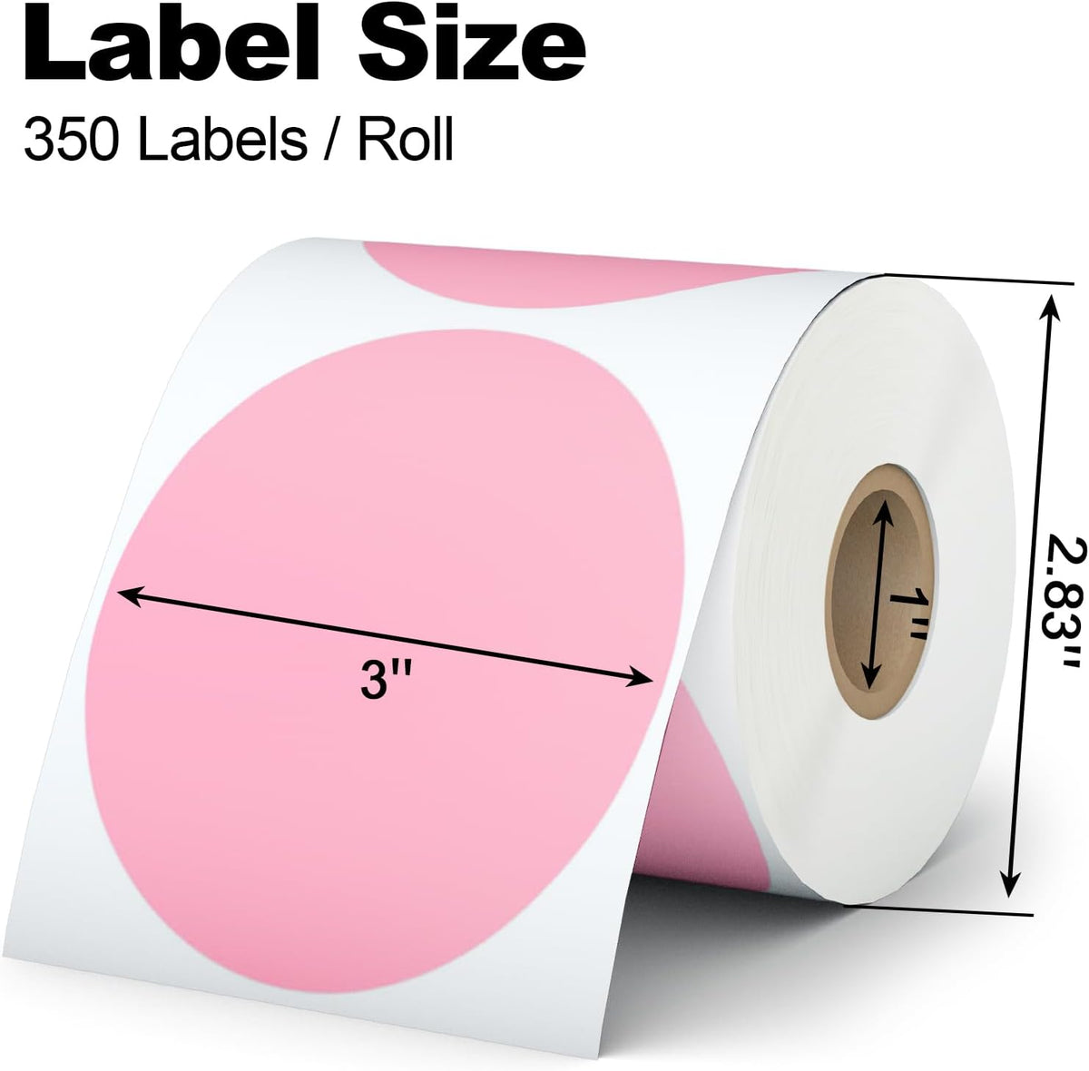Misofuki 350 Pcs 3 inch Pink Round Thermal Sticker Labels Roll Used with Zebra, Rollo, MUNBYN, Self-Adhesive Circle Multipurpose Direct Thermal Labels for DIY Logo Design, QR Code, Inventory Stickers - Image 2