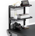 Spacrea 2 Tier Clamp on Desk Shelf | Office Desk Shelves Organizer, Wood Desktop Supplies Storage Rack, Desk Organizers and Accessories (Black) by Spacrea