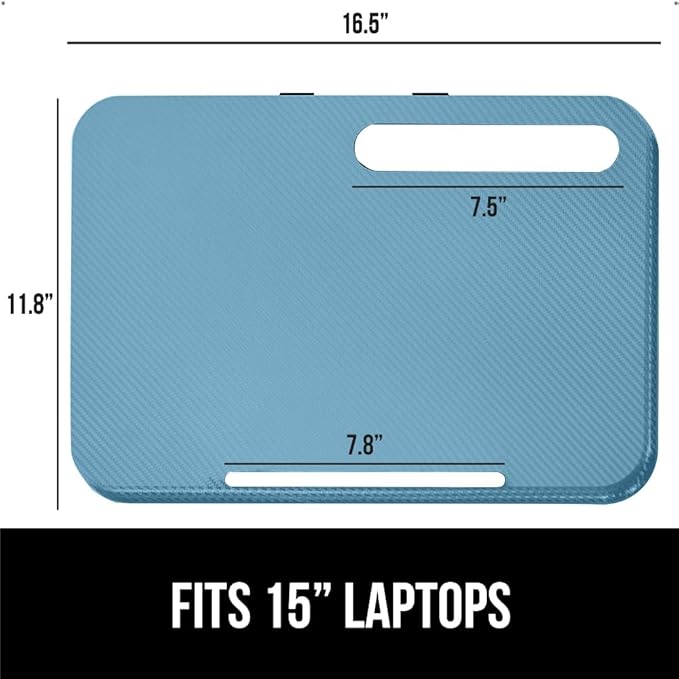 GORILLA GRIP Laptop Lap Desk with Phone Holder, Pillow Cushion Desks Fit Laptops up to 15.6", Tray Ledge Keep Computers in Place, Portable Travel Workstation Essentials for Home, Dorm Room, Blue - Image 4