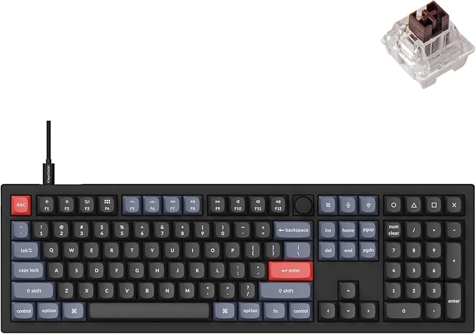 Keychron V6 Wired Custom Mechanical Keyboard Knob Version, Full-size QMK/VIA Programmable Macro with Hot-swappable Keychron K Pro Brown Switch Compatible with Mac Windows Linux Black (Non-Transparent) | QMK/VIA Programmable with Hot-swappable Keychron ... by Keychron