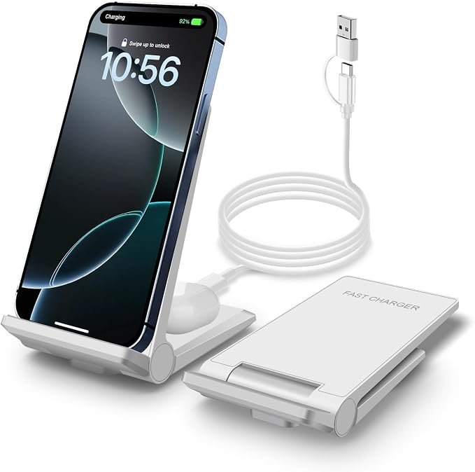 PDKUAI 2 in 1 Wireless Charger,[New Update] 25W Foldable Wireless Charging Station for Samsung Galaxy 25/24/23/Note 20/Buds3,Dual 15W Fast Dual Induction Charge Stand for iPhone 17/17 Pro/16/15/14 by WirelesschargingStation