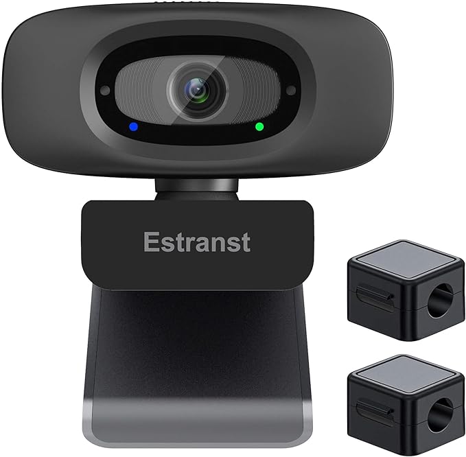 2K Quad HD Webcam with Privacy Cover & Noise-Canceling Microphone & USB C Adapter, Video Web Streaming Camera for PC Computer Desktop Laptop Mac Zoom Teams &More, 2pcs Cable Organizer by Unknown