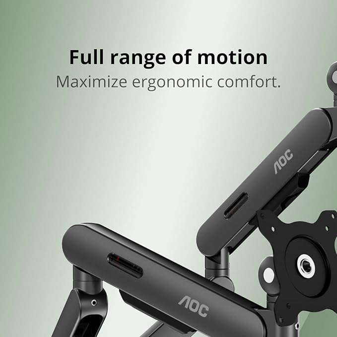 AOC Dual Monitor Stand Arm Desk Mount for 17-34 Inch Monitors, AM420G | Support 4.4-19.8 lbs, Mechanical Spring, C-Clamp & Grommet Mount, Height Adjust, Full Motion, VESA 75x75/100x100 - Image 6
