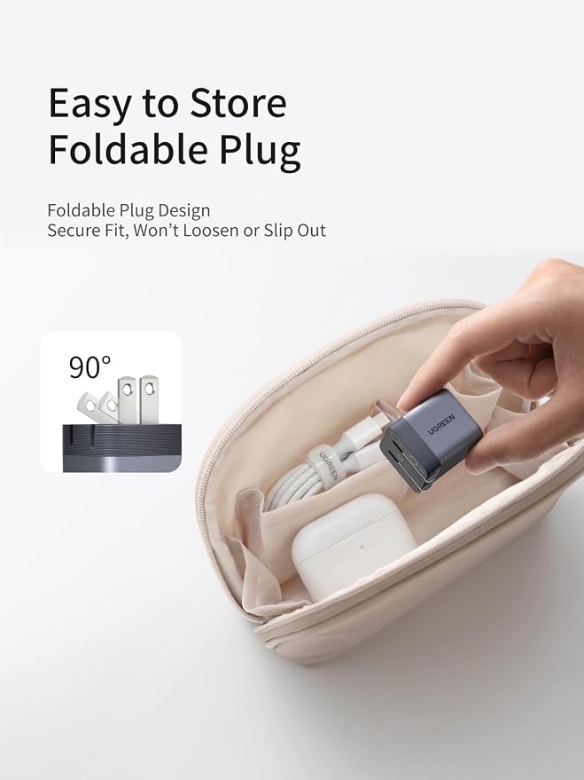 UGREEN Nexode Air 45W USB C Charger Block, Ultra Mini GaN Fast Charging | Foldable Plug, Compact Size (1.21 × 1.21 × 1.42 inches), Premium Texture, for iPhone 17, Galaxy S26/S25, Macbook Air/Neo/Pro - Image 4