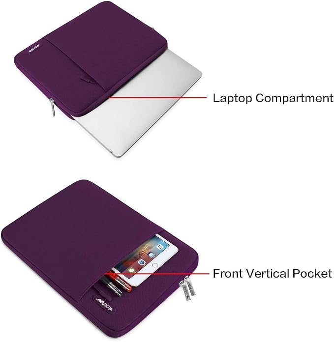 MOSISO Laptop Case 13 inch, Laptop Sleeve Bag with Pocket | Compatible with MacBook Neo A3404 2026/Air/Pro 13 M5/M4/M3/M2/M1 2026-2016, Polyester Vertical Computer Bag, Magenta Purple - Image 4