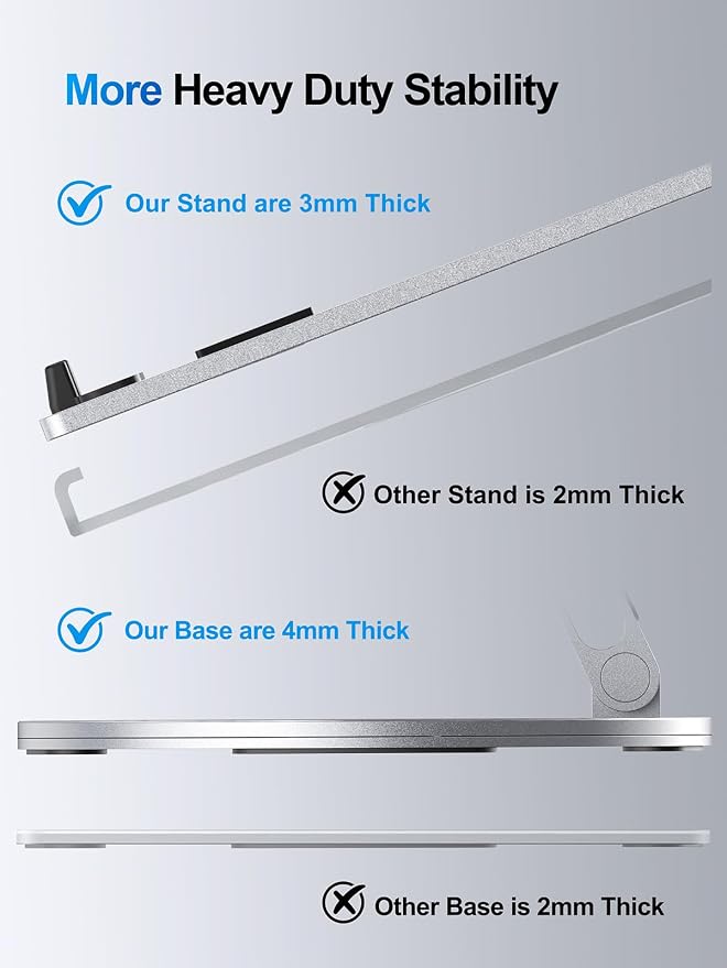 YICOSUN Laptop Stand for Desk, 360° Rotating Height Adjustable Computer Stand, Ergonomic Aluminum Laptop Riser with Ventilated Cooling, Foldable for 10-16 inch MacBook Pro Air Neo Dell HP - Silver - Image 7
