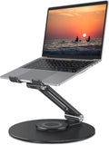 OMOTON Adjustable Laptop Stand for Desk 360° Rotating Base up to 17" Black | Ergonomic Laptop Rise for Collaborative Work, Foldable Dual Shaft for Easy Storage, Fits for MacBook/Dell/HP by OMOTON