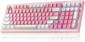 LEOBOG x Aula Pink Keyboard Wireless Creamy Computer Gaming Keyboards | Silent Membrane Keyboard, 98 Keys 2000mAh Quiet Creamy Keyboard with Number Pad, Rechargeable, for PC Mac Office Dorm Rooms by LEOBOG