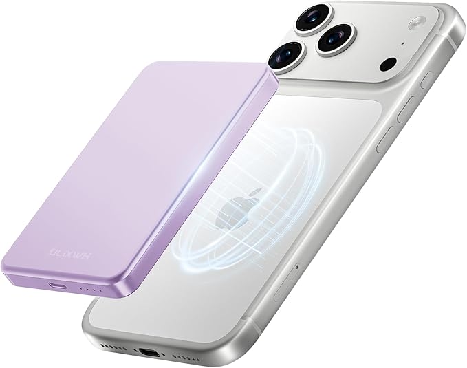 ULiXWH 10,000mAh for MagSafe Power Bank Ultra-Slim Fast Charging for Travel | Magnetic Wireless Charger with USB-C Cable, Metal-Alloy Portable Battery for iPhone 17 Pro Max/17 Pro/Air/16/15/14/13, Purple by ULiXWH